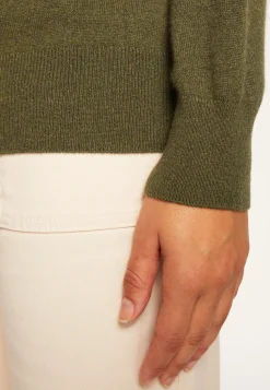 Montagut Les Incontournables-Pull col V en cachemire - Abel 83-Kaki