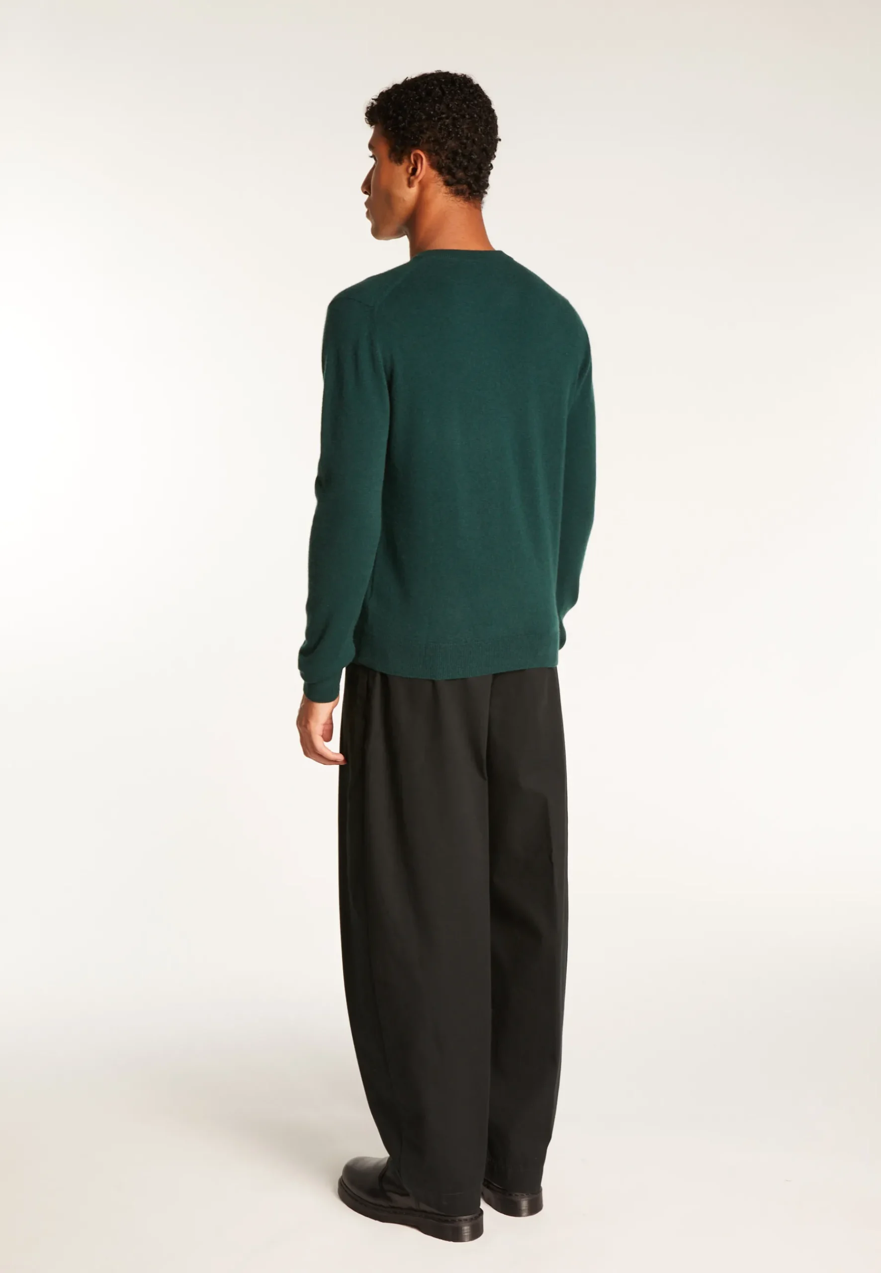 Montagut Pulls-Pull col V en cachemire - Evann 21-Vert foncé