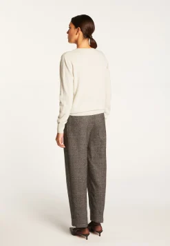 Montagut Les Incontournables-Pull col V en cachemire - Abel 11-Gris clair