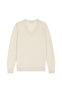 Montagut Les Incontournables-Pull col V en cachemire - Abel 11-Gris clair
