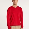 Montagut Pulls-Pull col V en cachemire et lin - Banderas 52-Rouge