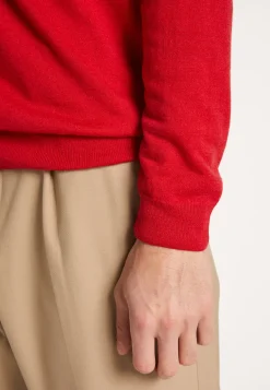 Montagut Pulls-Pull col V en cachemire et lin - Banderas 52-Rouge