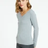 Montagut Pulls-Pull col V en cachemire intemporel - Eniva 11-Gris clair