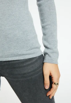 Montagut Pulls-Pull col V en cachemire intemporel - Eniva 11-Gris clair