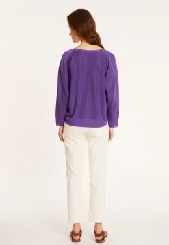 Montagut Pulls-Pull col V en fil lumière - Maja 17-Violet