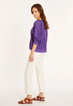 Montagut Pulls-Pull col V en fil lumière - Maja 17-Violet