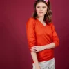 Montagut Les Incontournables-Pull col V en laine - Arya 15-Orange