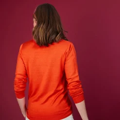 Montagut Les Incontournables-Pull col V en laine - Arya 15-Orange