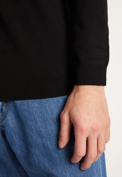 Montagut Pulls-Pull col V en laine et soie - Basil 01-Noir