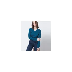 Montagut Pulls-Pull col V en laine mélangée - Aristote 03-Bleu foncé