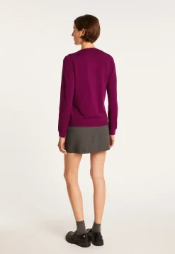 Montagut Pulls-Pull col V en laine mélangée - Aristote 51-Bordeaux