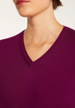 Montagut Pulls-Pull col V en laine mélangée - Aristote 51-Bordeaux