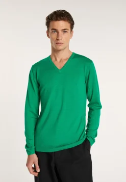 Montagut Pulls-Pull col V en laine mérinos - Elmo 22-Vert moyen
