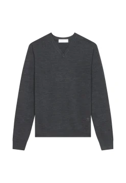 Montagut Pulls-Pull col V en laine mérinos - Elmo 78-Gris anthracite