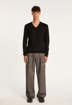 Montagut Pulls-Pull col V en laine mérinos - Elmo 01-Noir