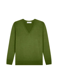 Montagut Les Incontournables-Pull col V en laine mérinos - Arya 83-Kaki