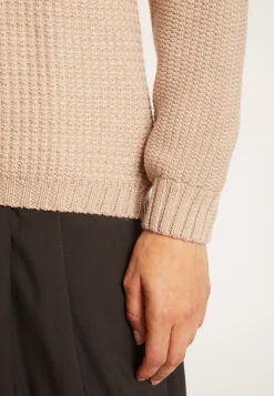Montagut Pulls-Pull col V en laine mérinos - Soizic 13-Beige moyen