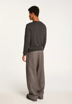 Montagut Pulls-Pull col V en laine mérinos - Elmo 10-Gris foncé