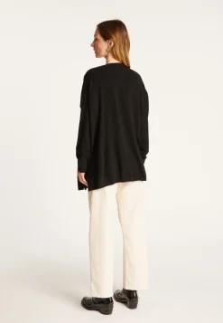 Montagut Les Incontournables-Pull col V oversize en cachemire - Apolline 01-Noir