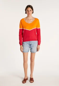Montagut Pulls-Pull coton tricolore - Audrey 15-Orange