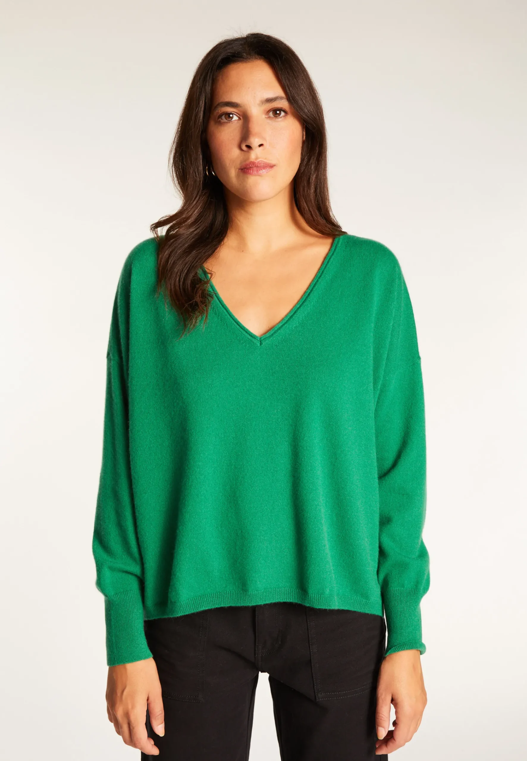 Montagut Les Incontournables-Pull court en cachemire - Alex 22-Vert moyen