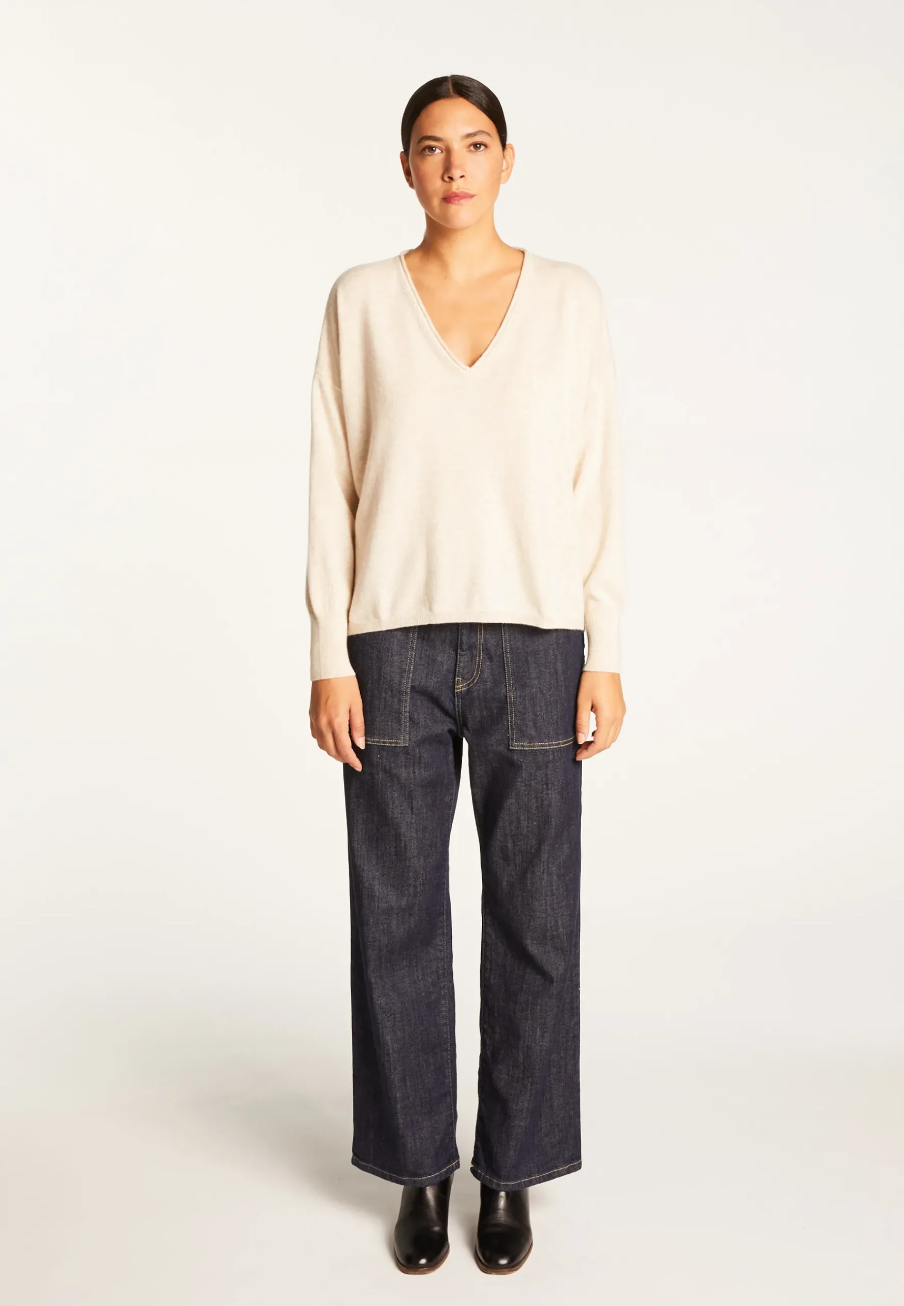 Montagut Les Incontournables-Pull court en cachemire - Alex 13-Beige moyen