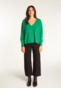 Montagut Les Incontournables-Pull court en cachemire - Alex 22-Vert moyen