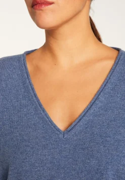 Montagut Les Incontournables-Pull court en cachemire - Alex 95-Bleu denim