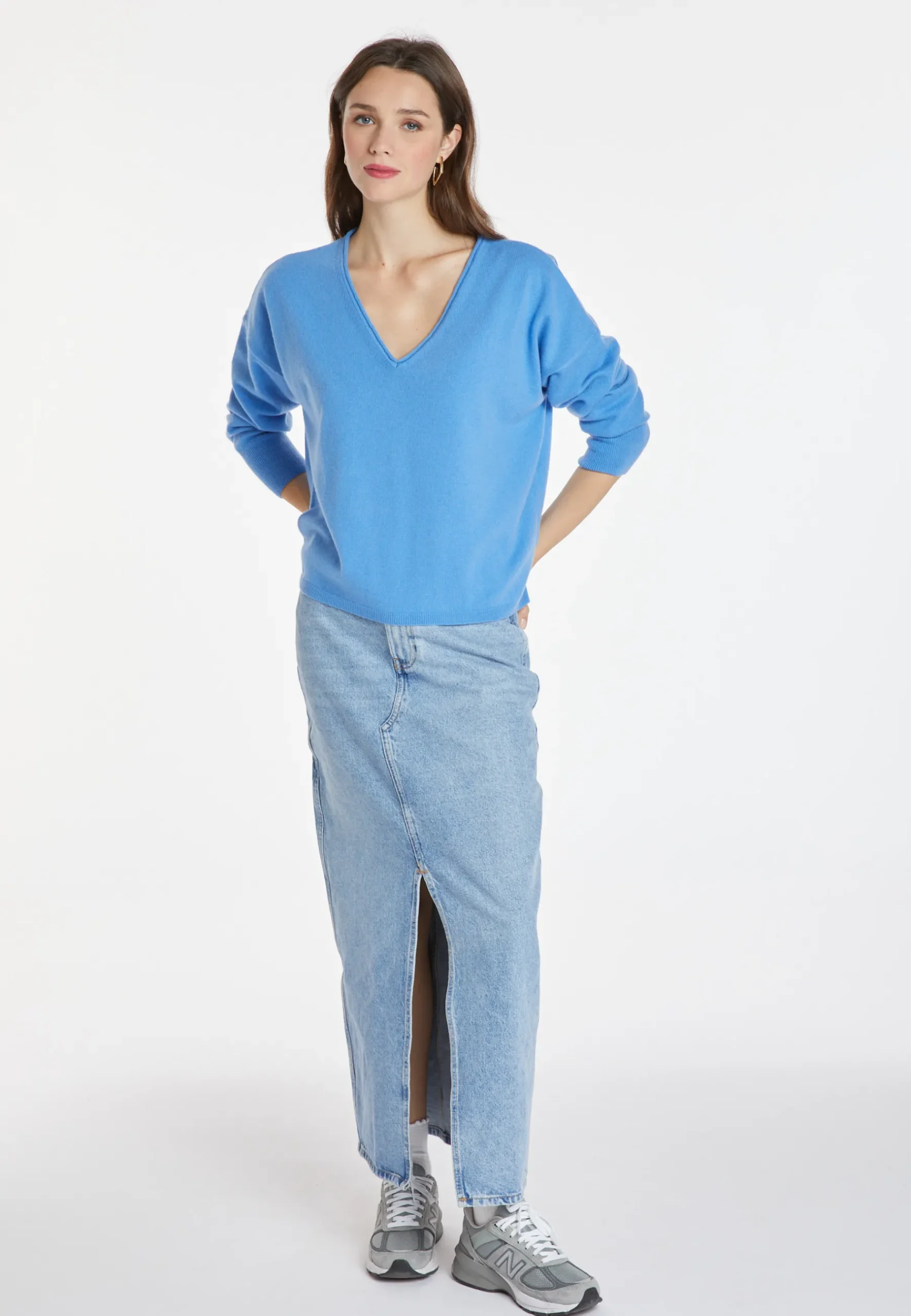Montagut Les Incontournables-Pull court en cachemire - Alex 04-Bleu clair