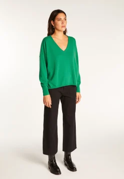 Montagut Les Incontournables-Pull court en cachemire - Alex 22-Vert moyen