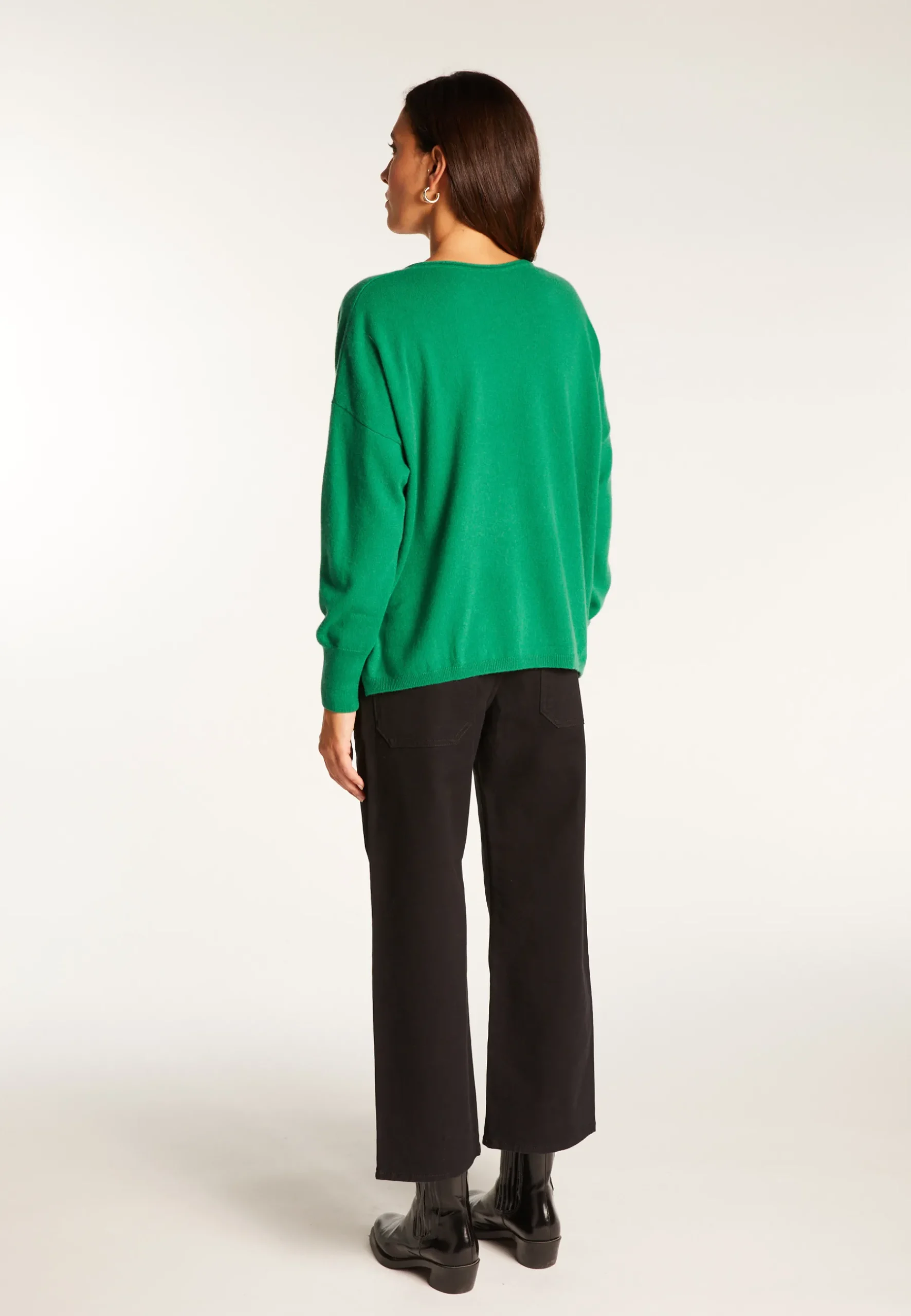 Montagut Les Incontournables-Pull court en cachemire - Alex 22-Vert moyen