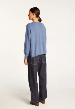 Montagut Les Incontournables-Pull court en cachemire - Alex 95-Bleu denim