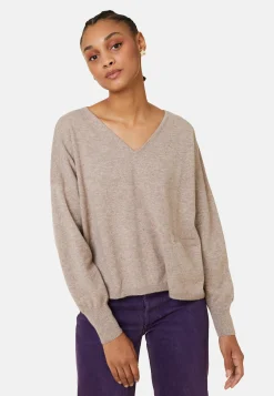 Montagut Pulls | Les Incontournables-Pull court en cachemire avec poche - Balba 14-Beige foncé