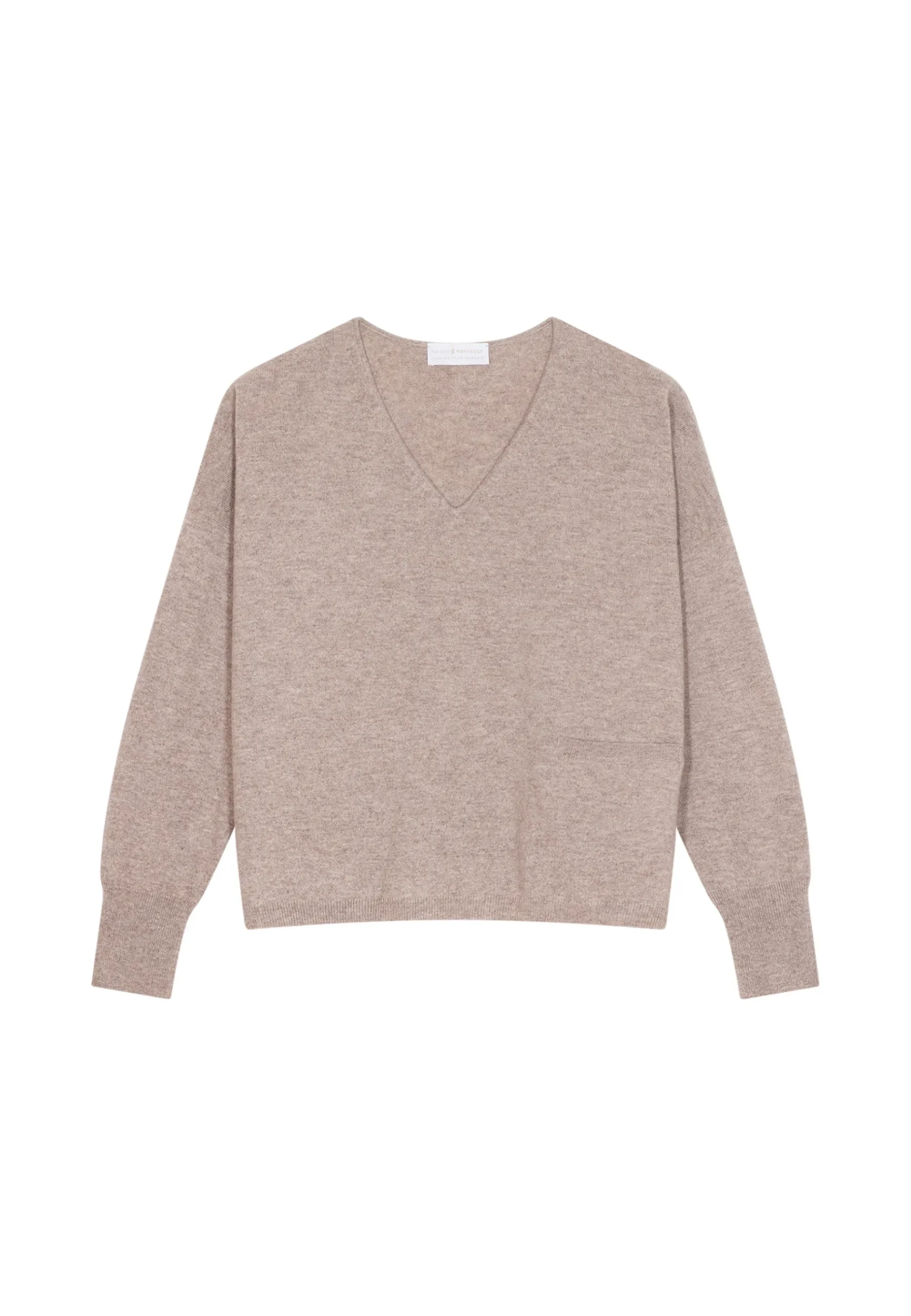 Montagut Pulls | Les Incontournables-Pull court en cachemire avec poche - Balba 14-Beige foncé