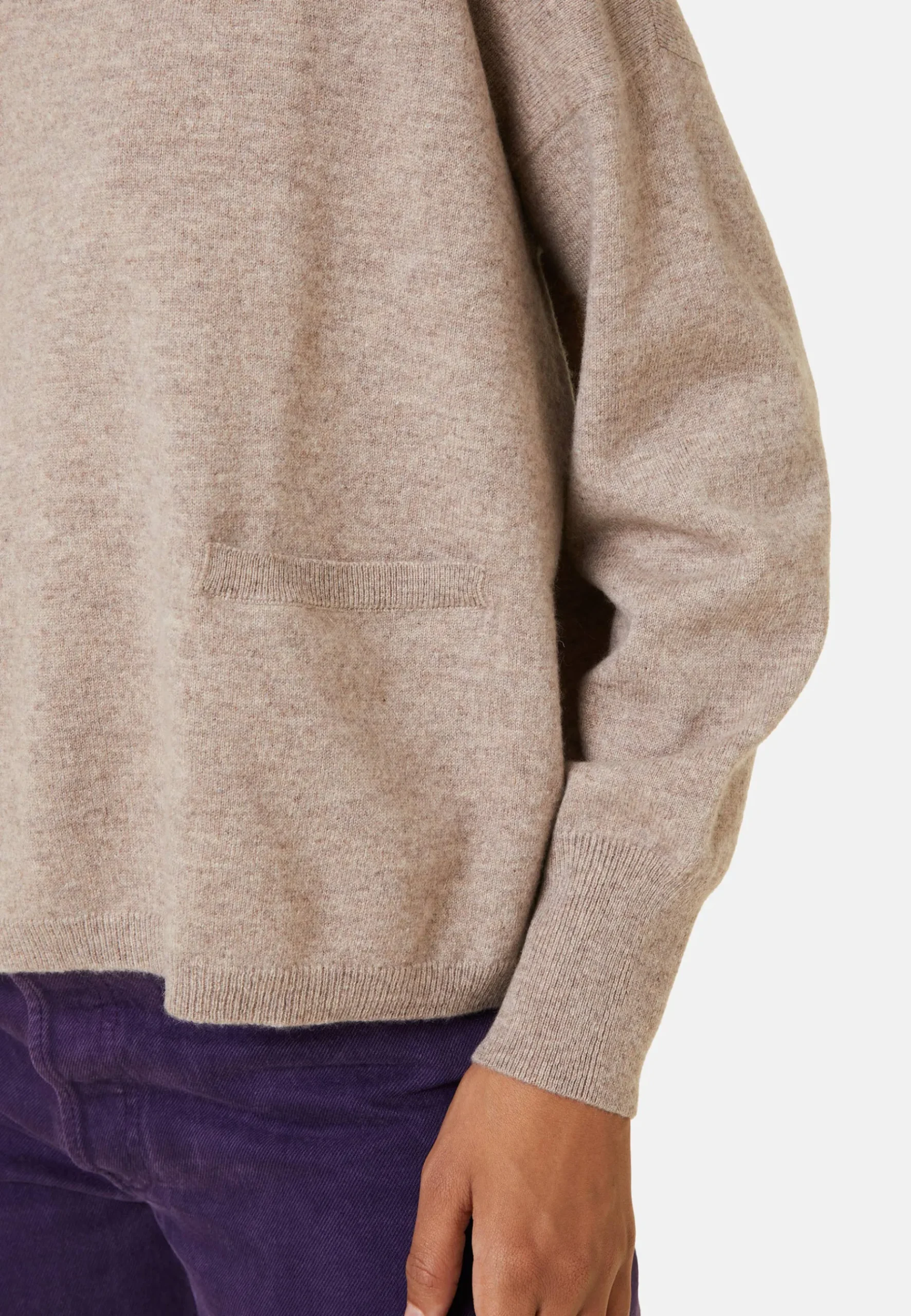 Montagut Pulls | Les Incontournables-Pull court en cachemire avec poche - Balba 14-Beige foncé