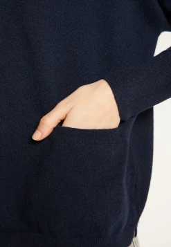 Montagut Les Incontournables-Pull court en cachemire avec poche - Balba 05-Bleu marine