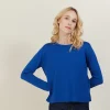 Montagut Pulls-Pull court en laine mérinos - Les Halles 48-Bleu roi
