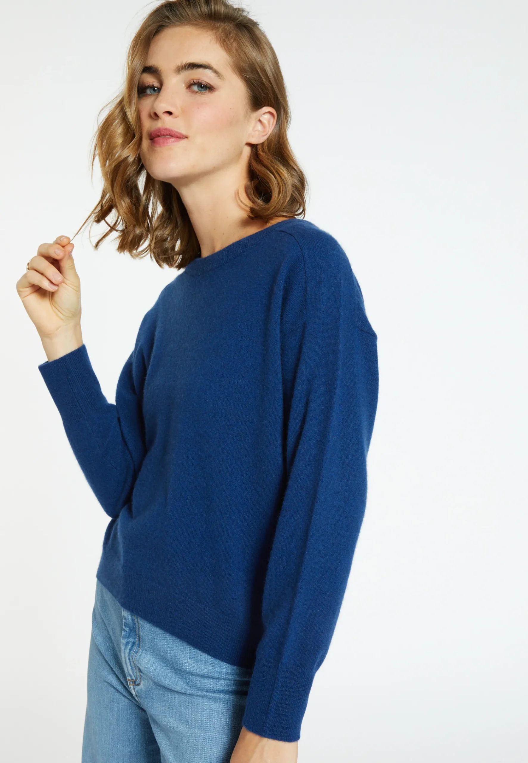 Montagut Pulls-Pull emmanchures marteau en cachemire - Breee 03-Bleu foncé