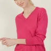 Montagut Pulls-Pull emmanchures marteau en lin cachemire - Bailen 91-Fuchsia