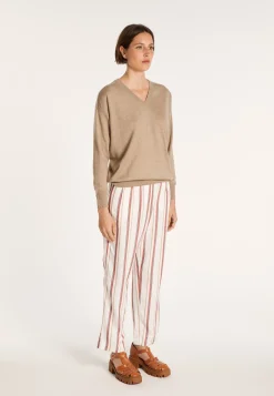 Montagut Pulls-Pull emmanchures marteau en lin cachemire - Bailen 14-Beige foncé