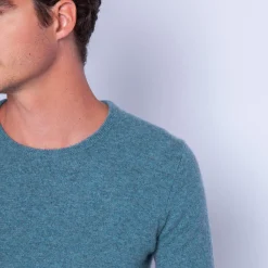 Montagut Pulls-Pull en cachemire à col rond - Faustin 22-Vert moyen