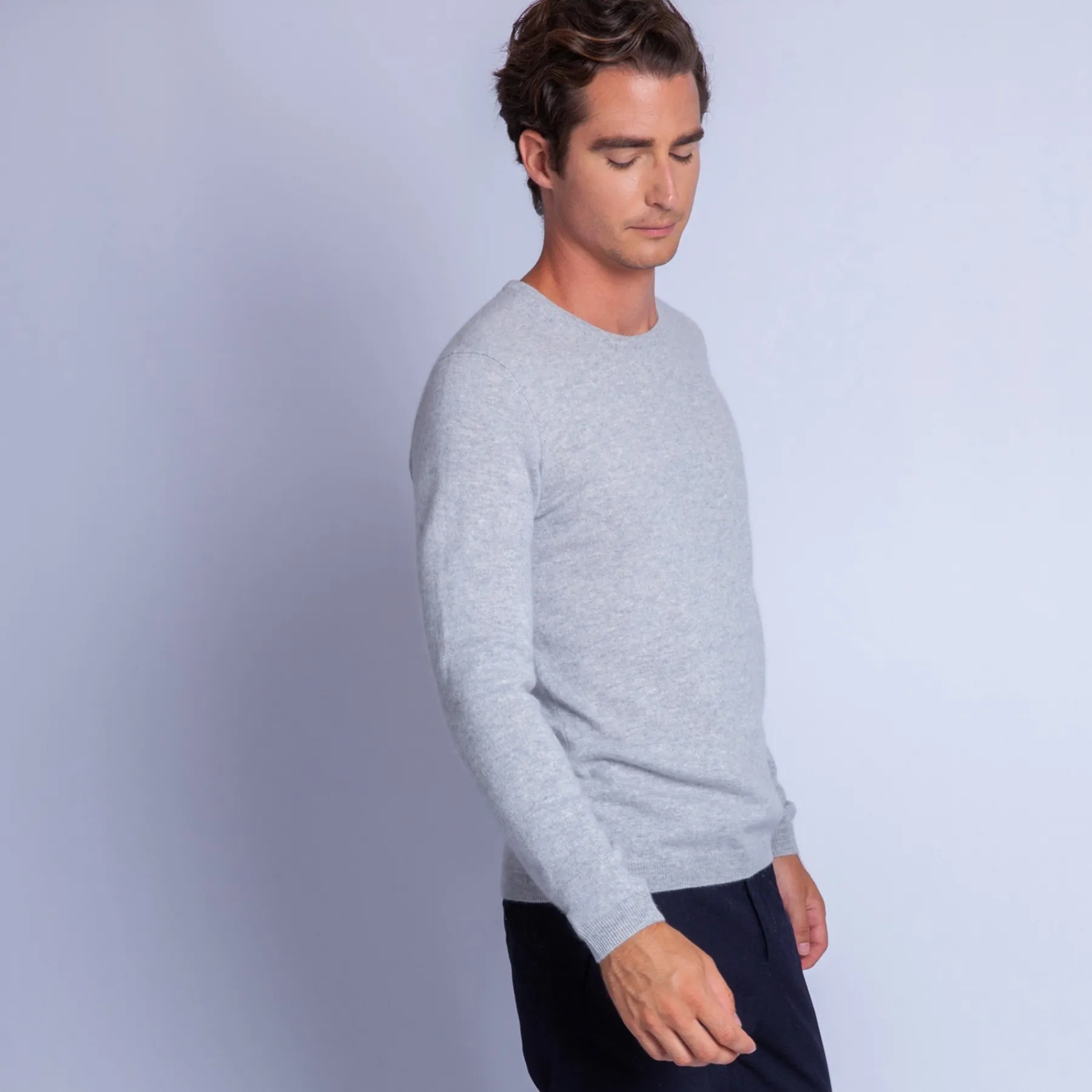 Montagut Pulls-Pull en cachemire à col rond - Faustin 11-Gris clair
