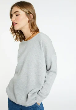 Montagut Les Incontournables-Pull en cachemire boutonné au dos - Bahia 09-Gris moyen
