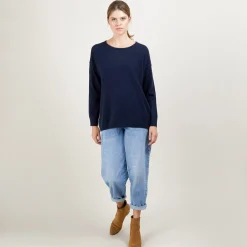 Montagut Les Incontournables-Pull en cachemire boutonné au dos - Bahia 05-Bleu marine
