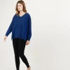 Montagut Les Incontournables-Pull en cachemire col V avec fentes - Brendao 03-Bleu foncé
