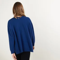 Montagut Les Incontournables-Pull en cachemire col V avec fentes - Brendao 03-Bleu foncé