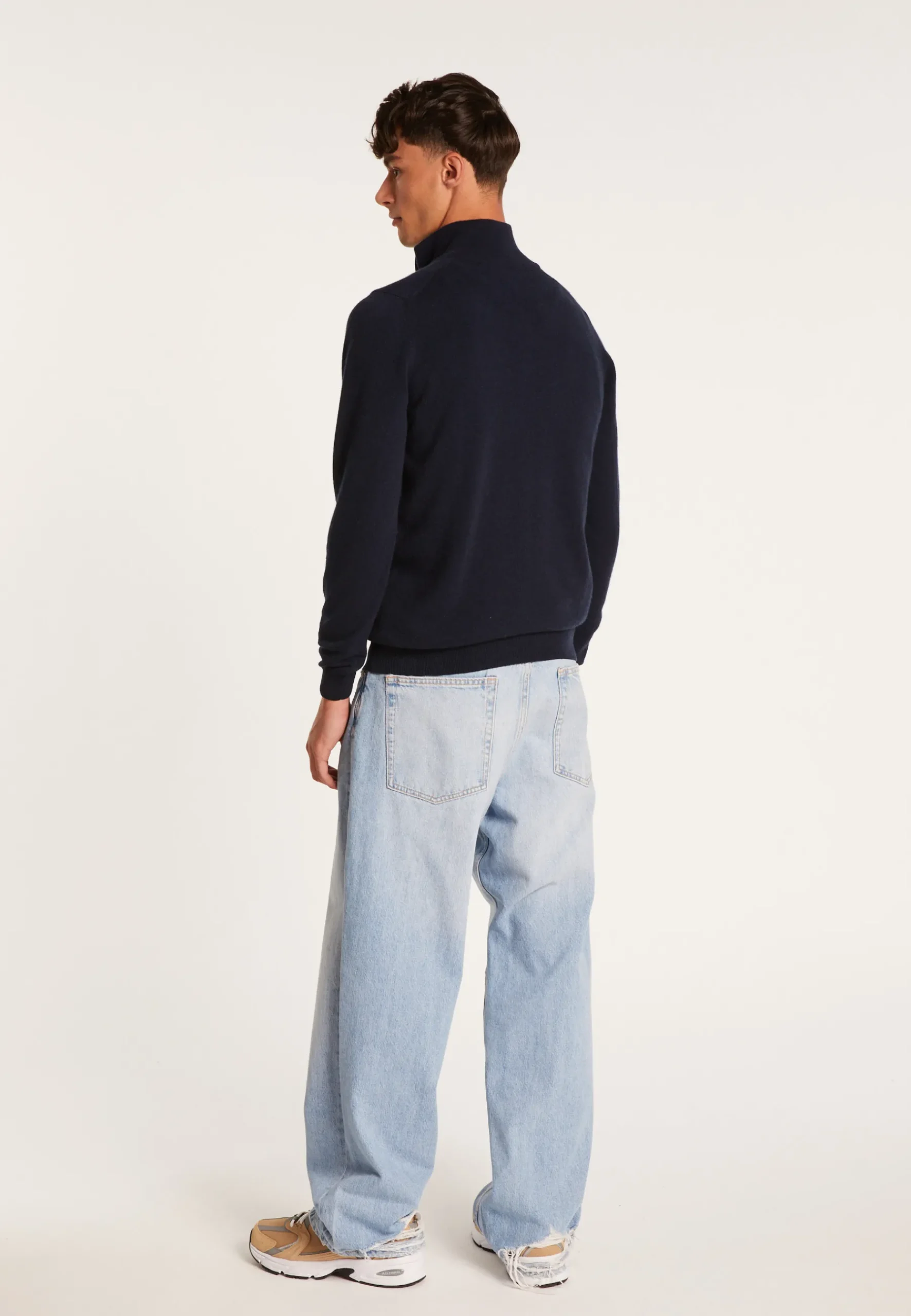 Montagut Pulls-Pull en cachemire col zippé - Emile 05-Bleu marine