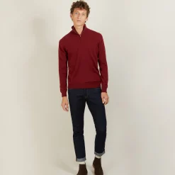 Montagut Pulls-Pull en cachemire col zippé - Emile 51-Bordeaux