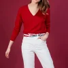 Montagut Pulls-Pull en cachemire lin - Blondie 20-Rouge foncé