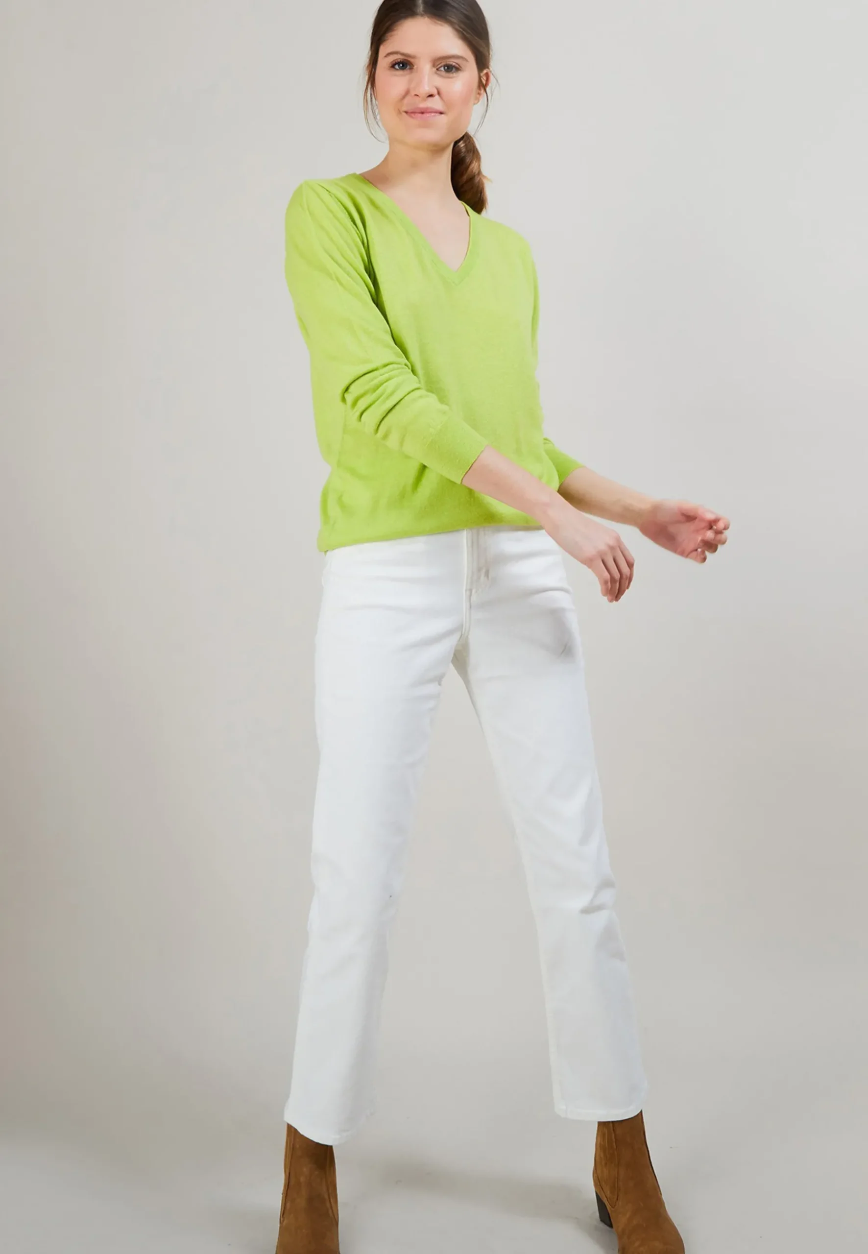 Montagut Pulls-Pull en cachemire lin - Blondie 90-Vert anis